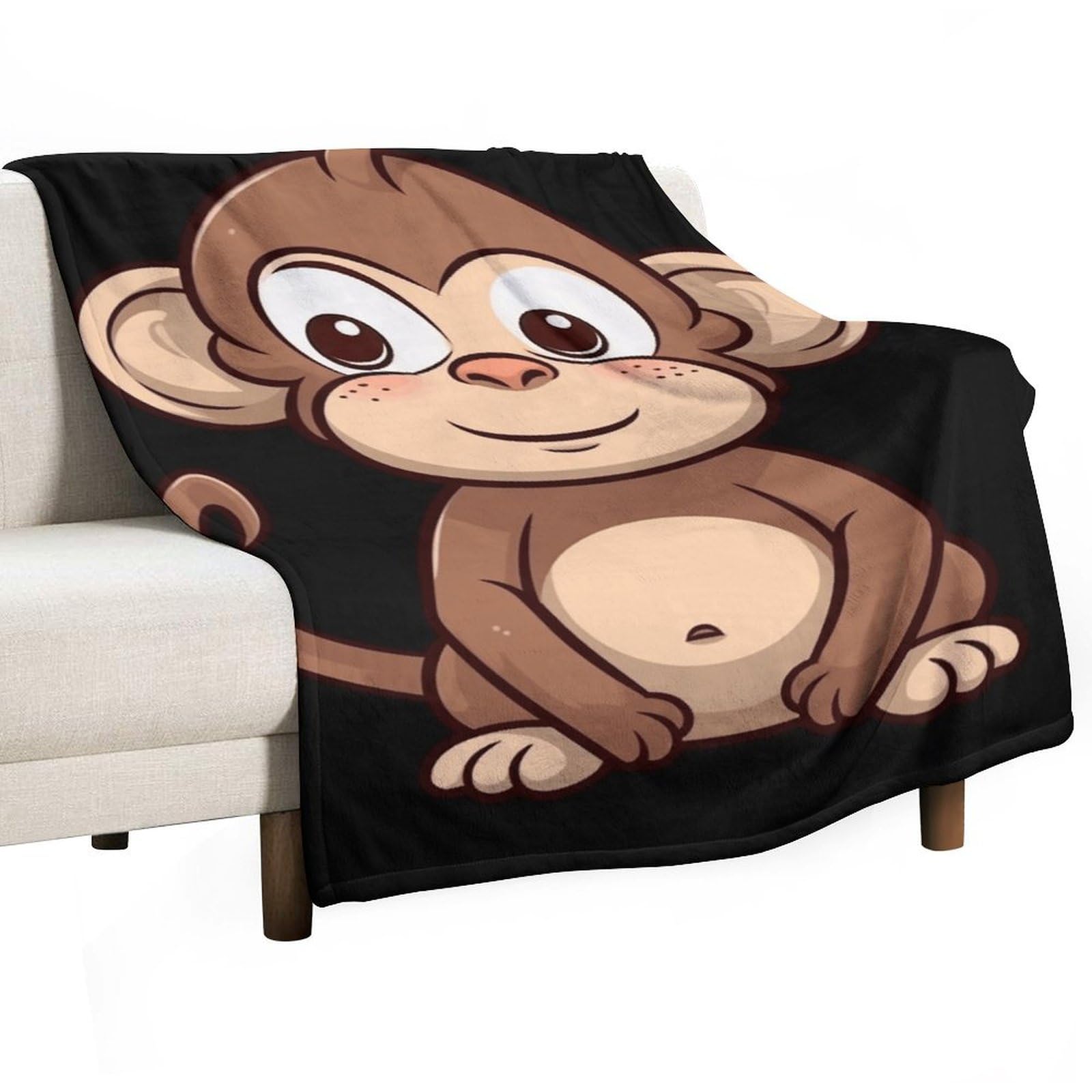 Couverture en flanelle anti-froid plaid singe marron pour lit et salon