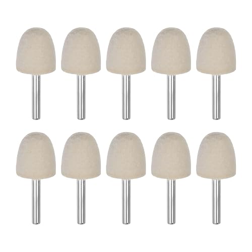 Miniatura 7 de HARFINGTON Puntos de mandril montados en fieltro de lana, cabeza de 1.378 in, vástago de 14 de pulgada, brocas de pulido cónico, rebabas, rueda de