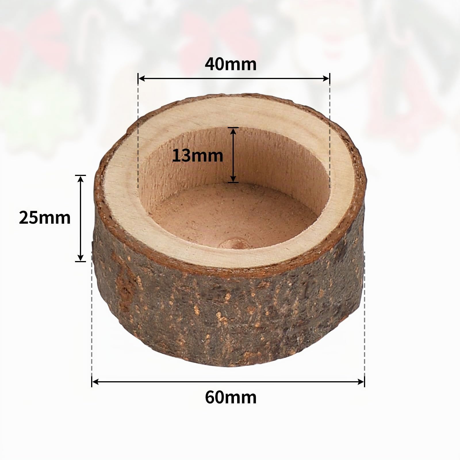 CPROSP 24pcs Portacandele in Legno Diametro Interno 38 mm, Festa di Natale | Portacandele Votive in Legno; per Matrimoni Centrotavola; Halloween; San Valentino; Decorazione da Tavolo; Piante Grasse