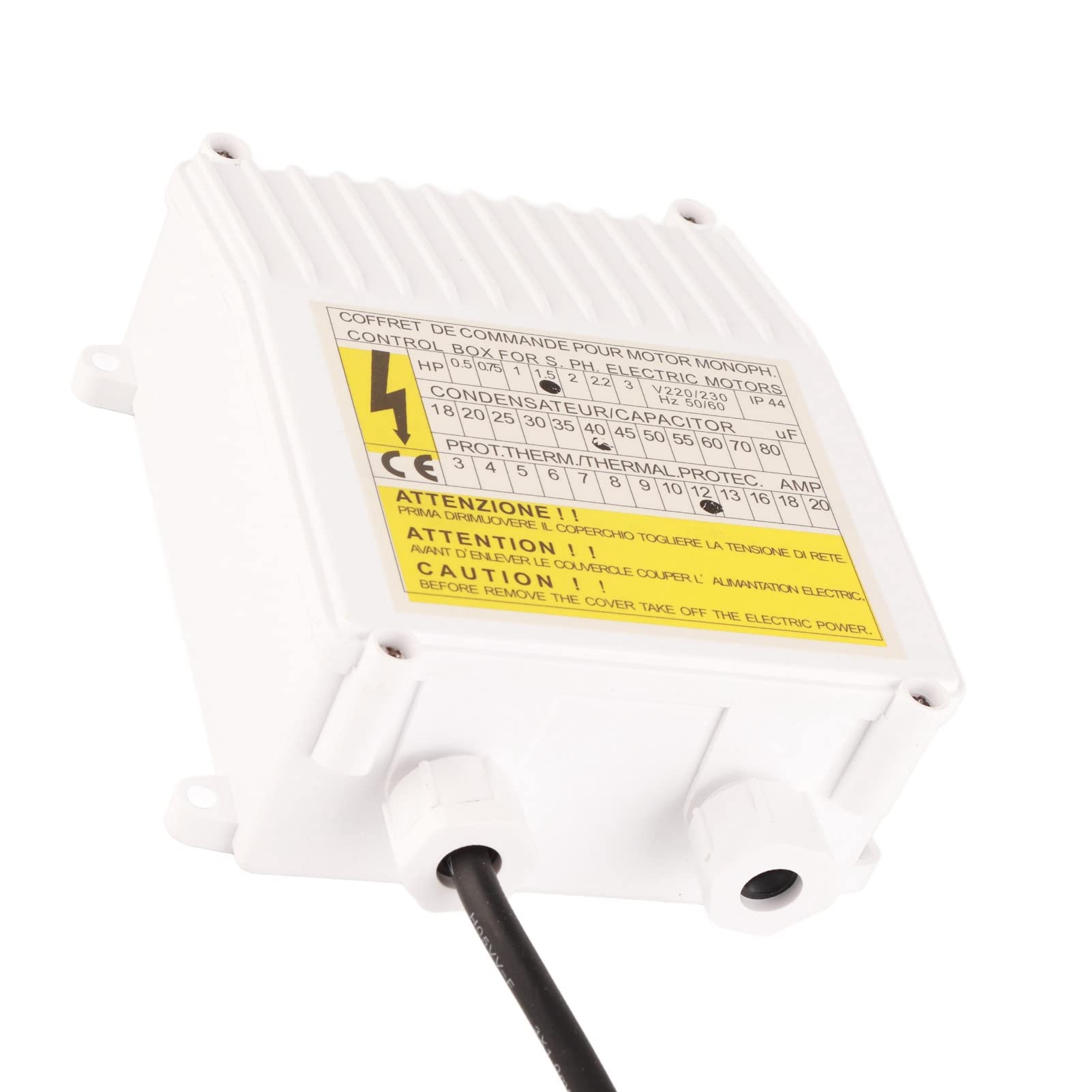 Scatola di Controllo della Pompa per Pozzi Profondi, Scatola di Controllo Esterna della Pompa Sommergibile Controller Interruttore Automatico di Protezione Termica (1100 W Spina