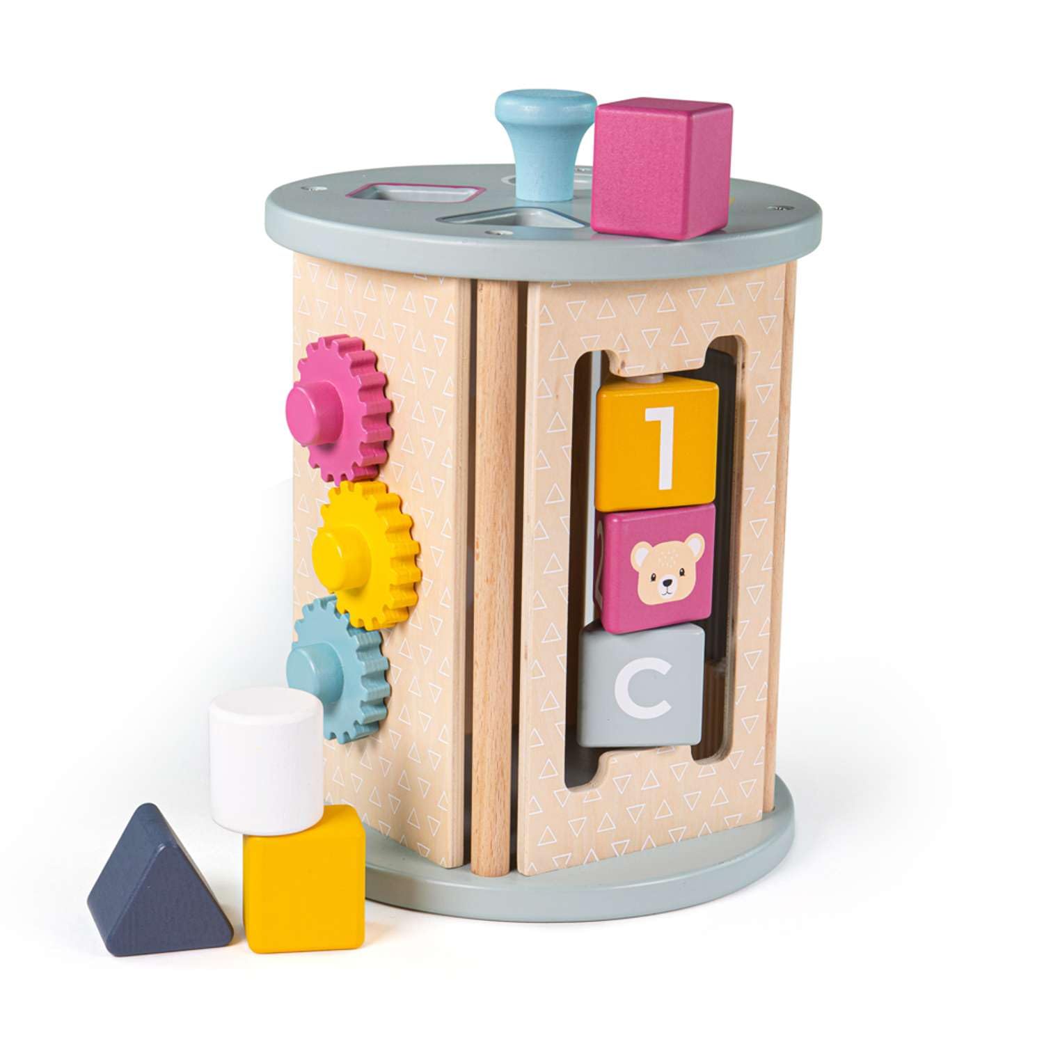 Bigjigs Toys FSC Certified Rolling Activity Centre Wooden Shape Sorter Cube