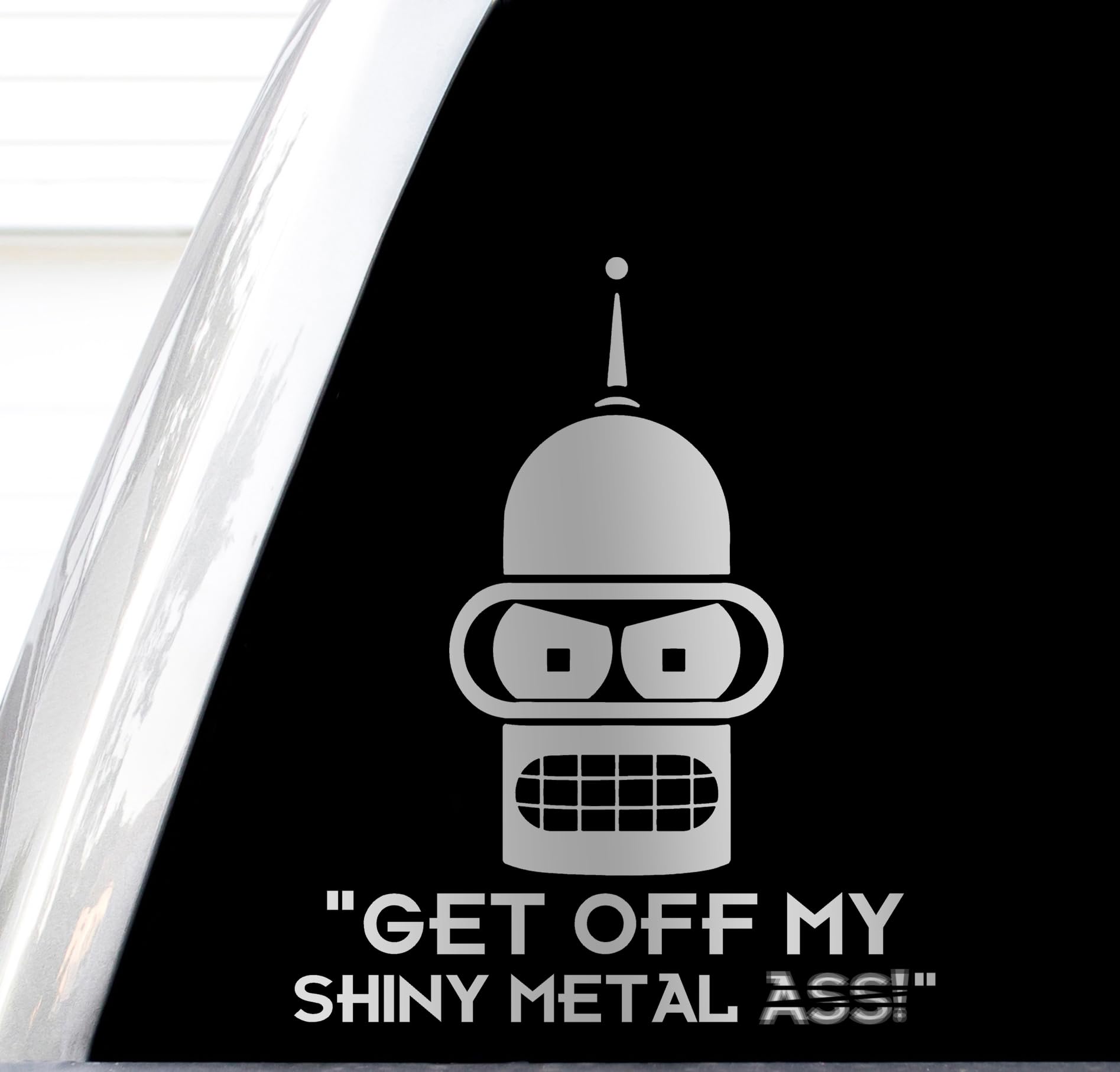 Oblivik Planet Express Bender Silver Vinyl Decal, Irregular Shape, Indoor Usage, Single Use, Adult Age, 1 Count