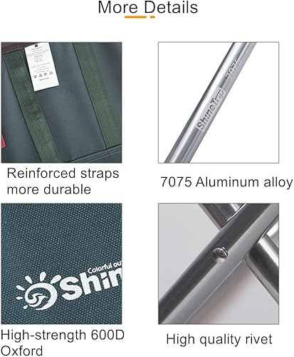 Miniatura 8 de UNISTRENGH Taburete plegable para campamento, ligero, portátil, plegable, ultraligero para exteriores, barbacoa, pesca, viajes, senderismo,