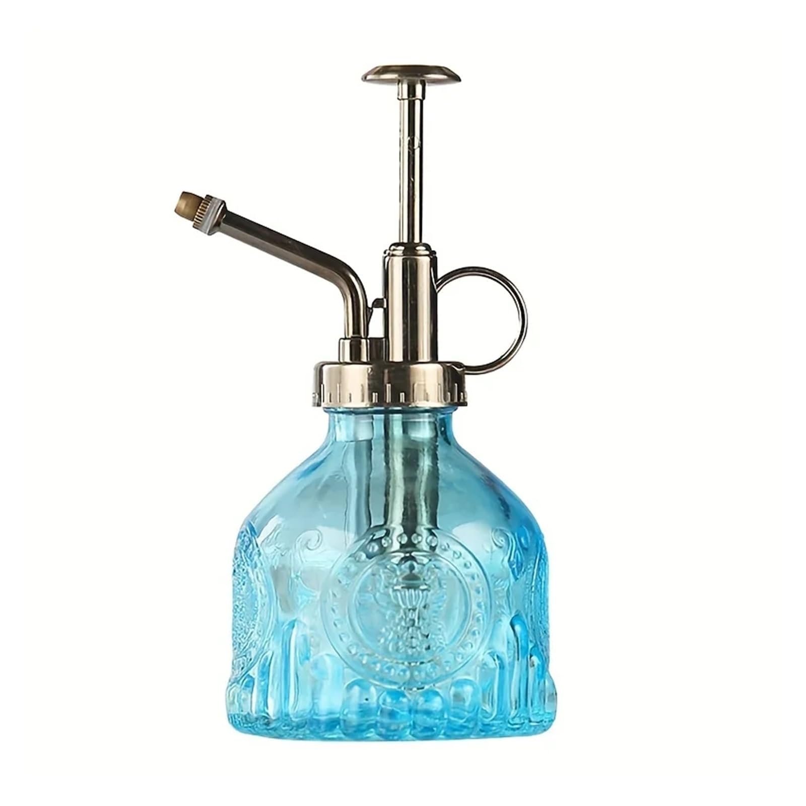 1pc Glass Watering Spray Bottle, Vintage Bronze Plastic Top Pump Can Spary Plant Mister, For House Plants For Plant