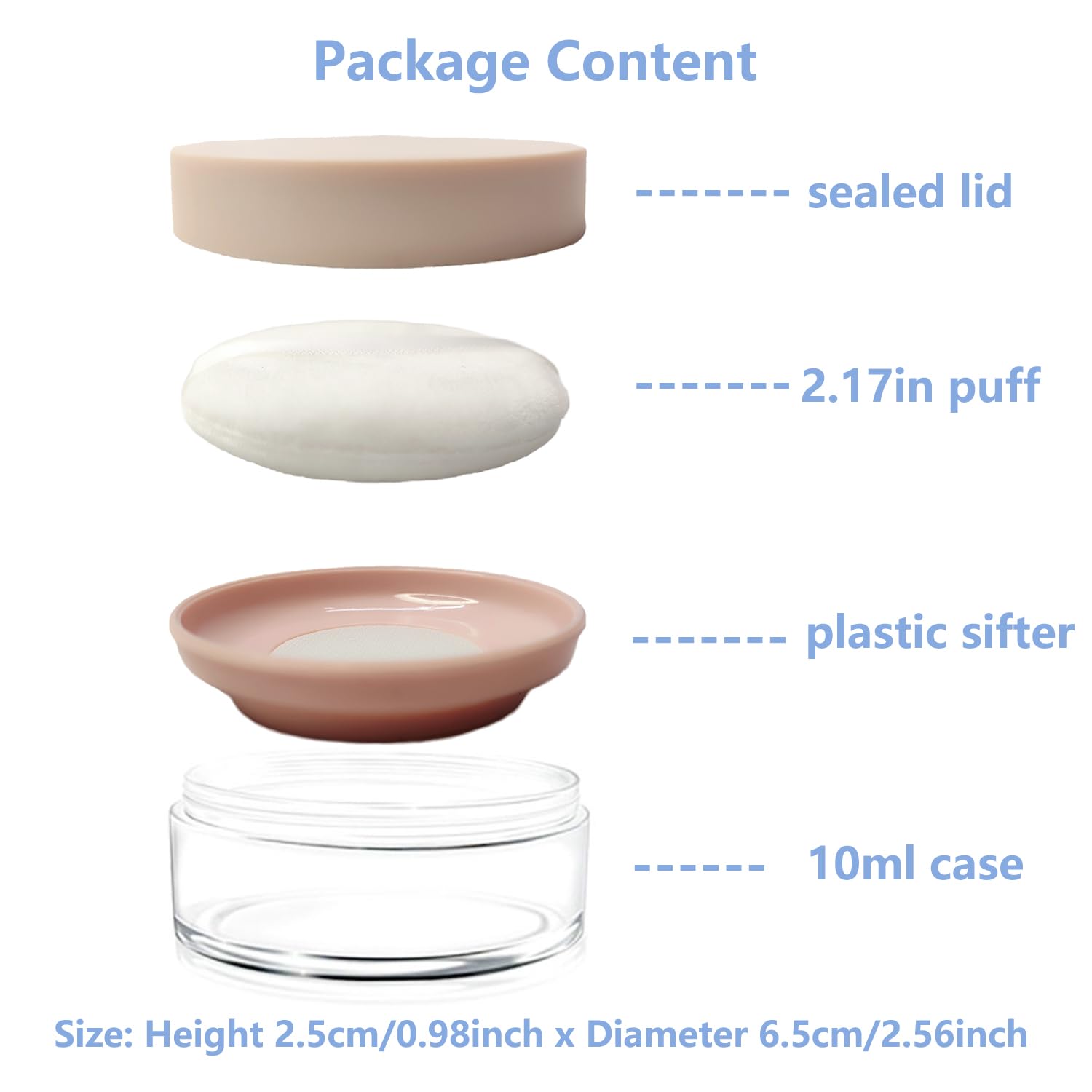 Praktyczny pusty pojemnik na puder do makijażu, bez wycieków, pusty plastik, wielokrotnego użytku, luźny puder, kompaktowy pojemnik, pojemnik na puder do makijażu DIY z gąbką, pudrem, 10 ml,
