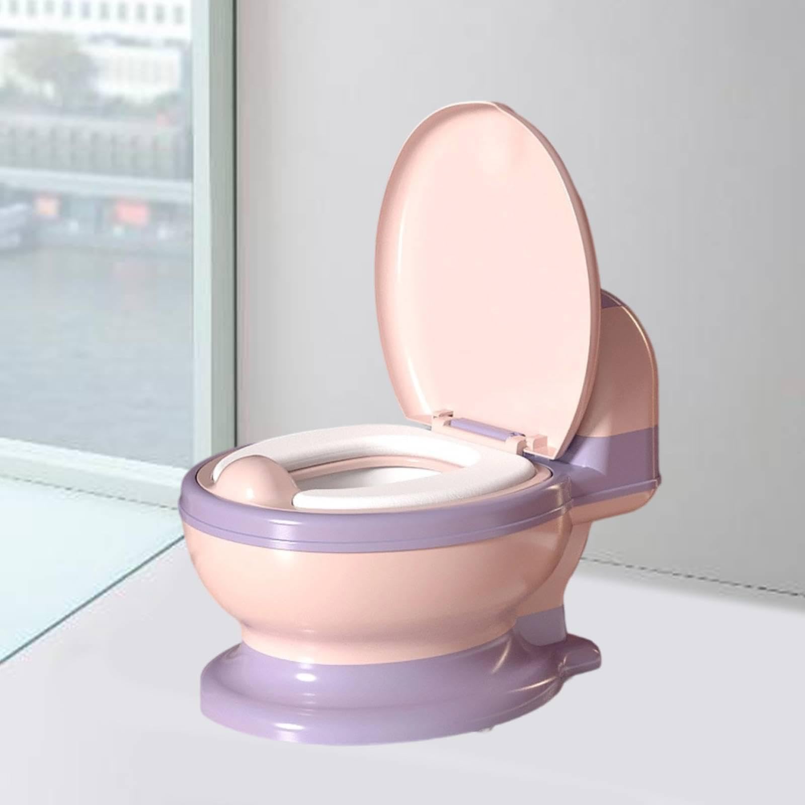 Harilla Orinal Portátil con Inodoro Extraíble, Protector Antiderrame, Cómodo Y Antideslizante para Niños Y Niñas, Almohadilla Suave Rosa Y Morada, Individual