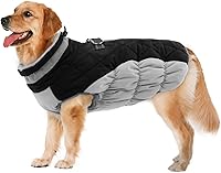 Vista 15 de Lelepet Abrigo cálido para perro, abrigo de invierno para perro, chaqueta impermeable para perros con arnés integrado reflectante para mascotas