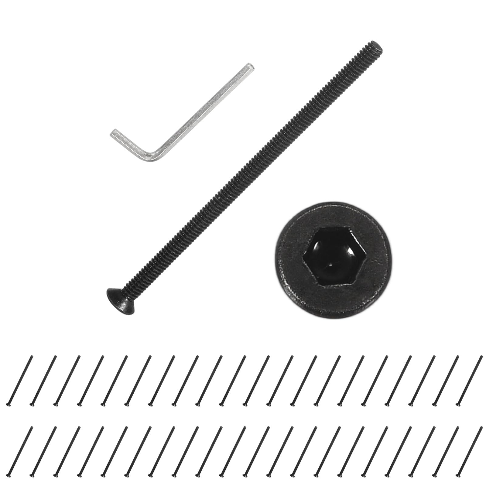 PATIKIL M2x40 mm Flat Head Socket Cap Screws, 50 Pcs Carbon Steel Flat Countersunk Bolts Hex Socket Drive Machine Screws Full Thread Grade 10.9 for Machinery Industries, Black