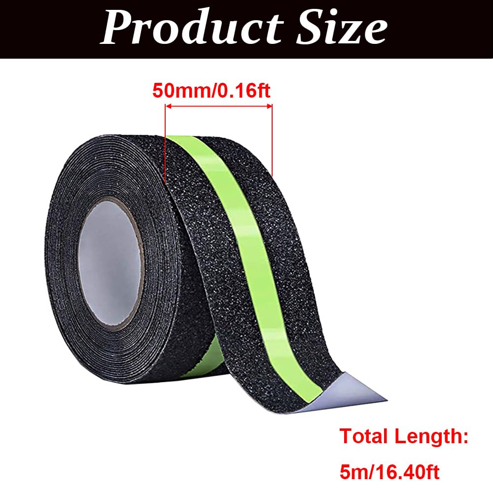 Non-Slip Glow In The Dark Tape - Heavy Duty Grip Tape For Stairs - Waterproof Safety Anti Slip Tape For Staircase, Dark Areas - Easy Install, Works On Smooth Surfaces - 4"X35 - View #8
