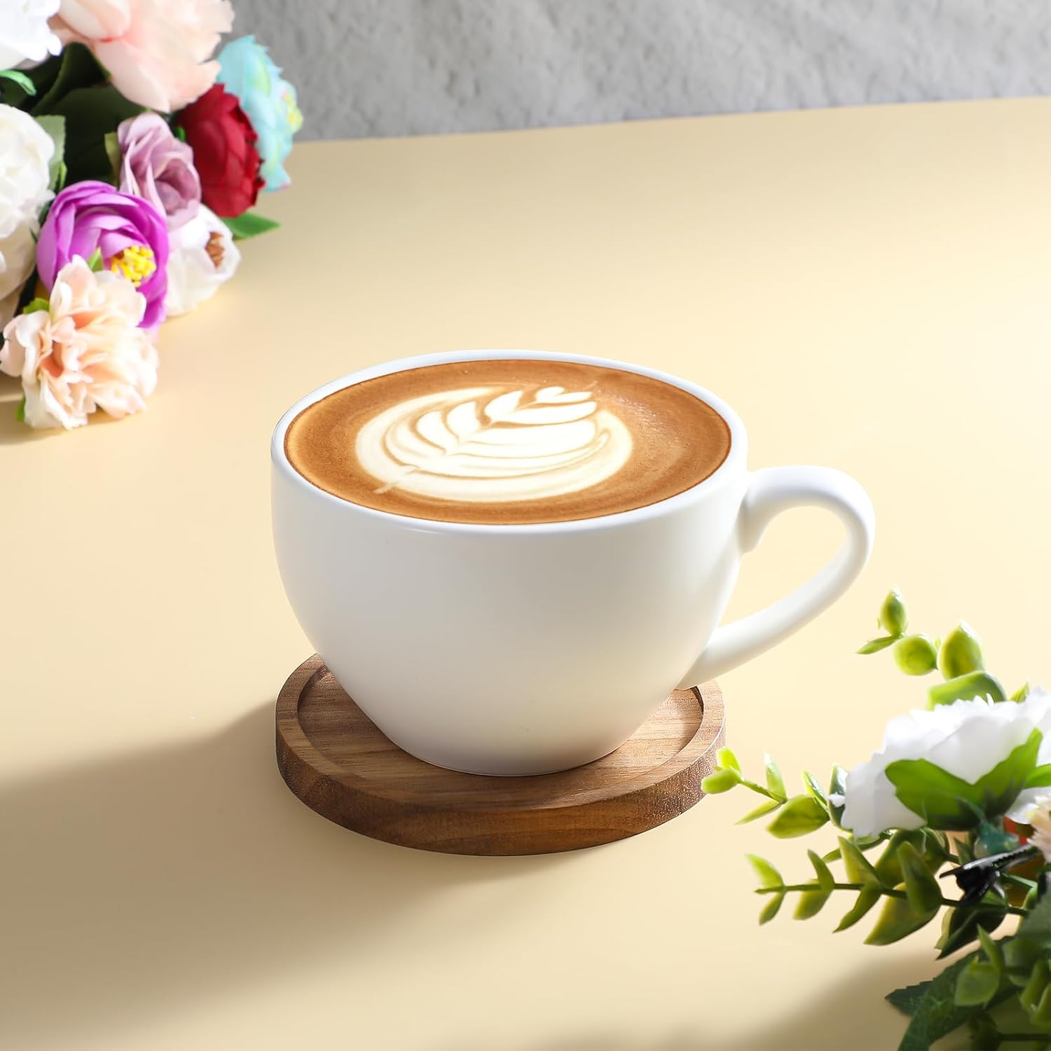 16 Pcs Wood Coasters for Drinks, 4 Inch Wooden Coasters Stackable Coaster Bulk Reusable Drink Coaster 4 Inch Round Acacia Wooden Coaste for Crafts for Drinking Glasses, Tabletop Protection - Image 4