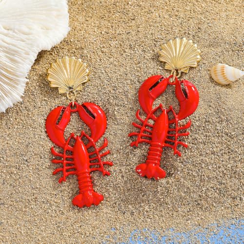 Creative Exaggerated Ocean Animal Drop Dangle Earrings for Women, Bohemia Style Alloy Lobster Octopus Fish Crab Earrings for Summer Beach Holiday Party Jewelry Gifts4