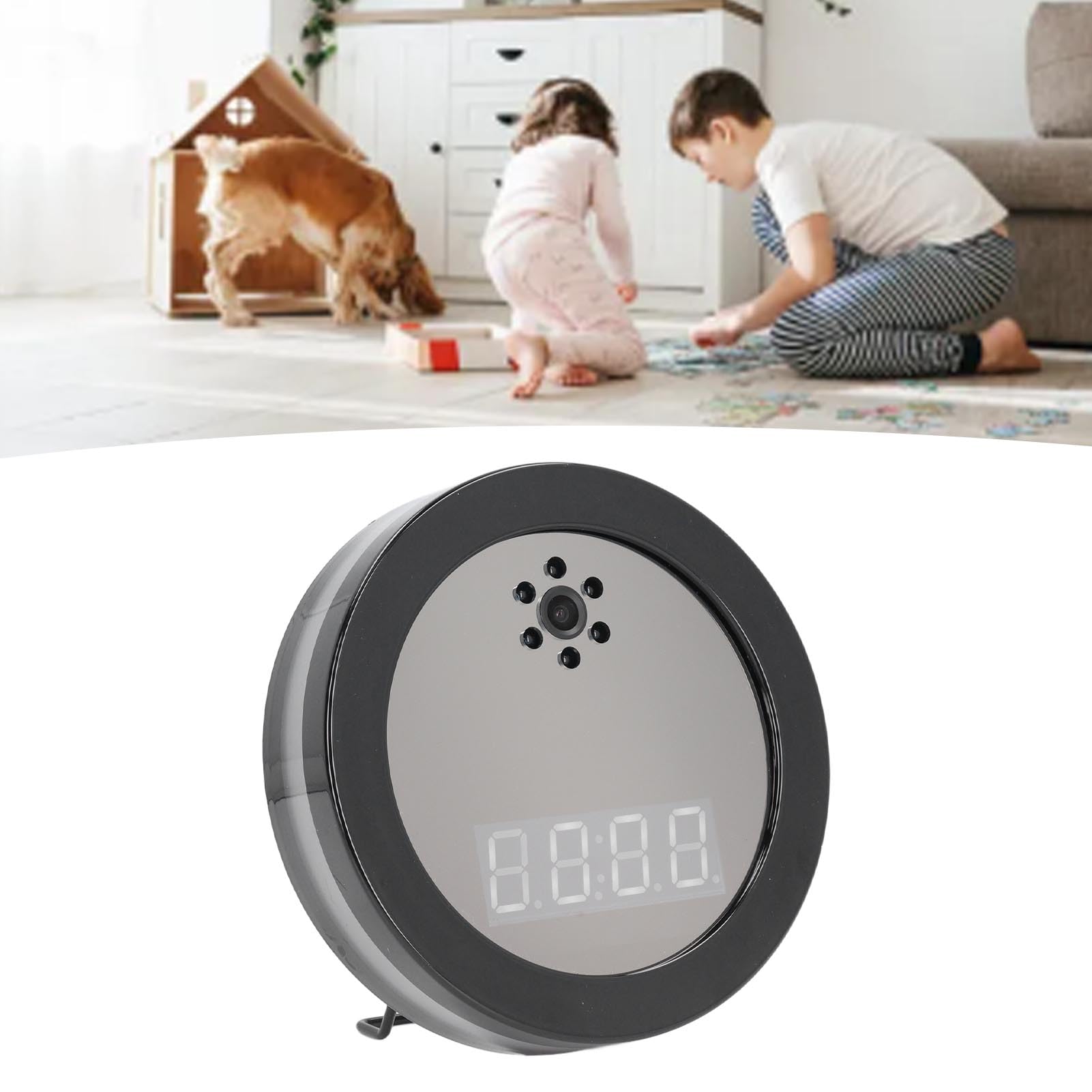 Cámara de Vigilancia de Seguridad 1080P, Detección de Movimiento de Cámara de Seguridad con Reloj Gran Angular de 130 Grados para el Hogar