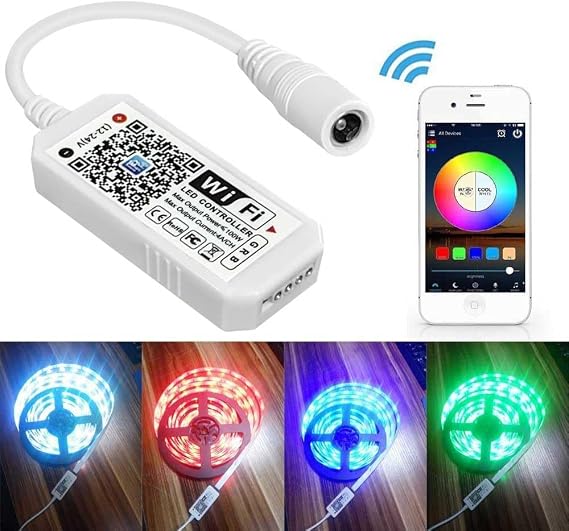 Aubric Smart WiFi LED Controller, RGB Led Strip Lights Wireless Controller, Compatible with Alexa & Google Home & IFTTT, Free Magic Home App via iOS or Android Smartphone (2 Pack)