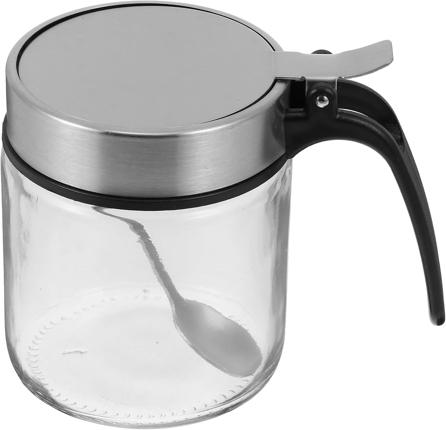 Glass Condiment Bottle with Spoon, Sealed Seasoning Pot Xmas