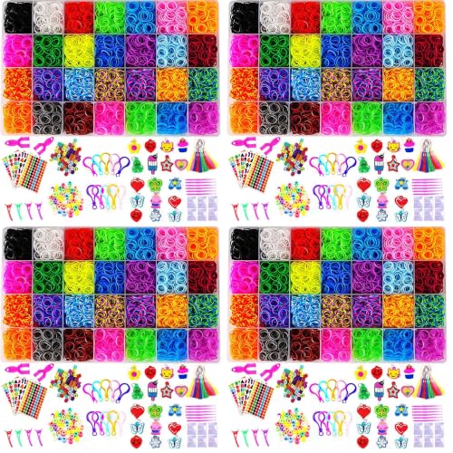 Image of YITOHOP 12080+ Loom Bands Set, Rubber Bands for Bracelet Making Kit, DIY Arts & Crafts Idea, Friendship Bracelet Birthday Gift Kits for Kids Girls Boys Creative Art Crafts (Pack of 4)