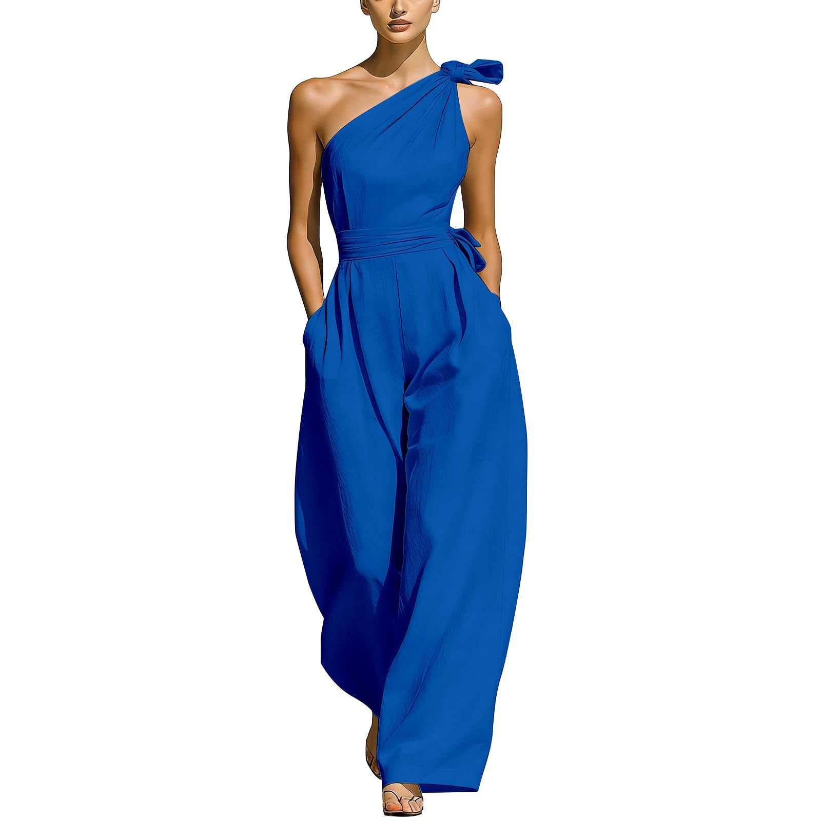 Mono Mujer Elegante Sin Mangas Mono Cintura Alta Traje Pantalones Con