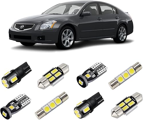 Kit de luces LED interiores blancas para Nissan Maxima 2004 2005 2006 2007 2008 superbrillantes 6000K bombillas interiores LED + luces de matrícula