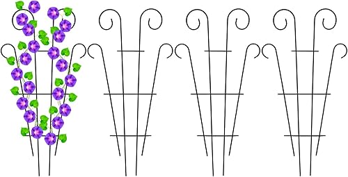 Paquete de 4 enrejados de metal de 23 pulgadas para plantas trepadoras al aire libre, soporte de enrejado de plantas de interior para plantas en