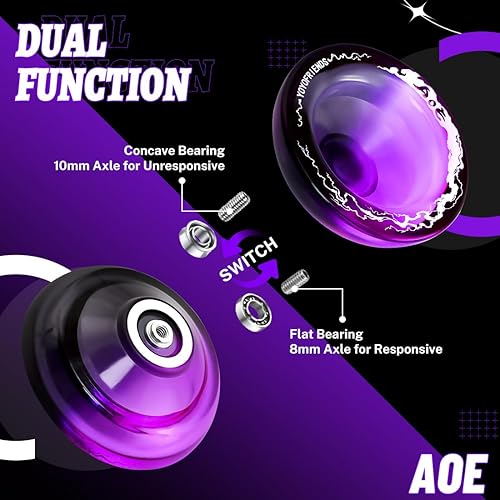 Miniatura 5 de 7YO AOE Yoyo Yoyo profesional sensible para niños, yoyo para principiantes con agujeros profundos para los dedos, yoyo de plástico con rodamiento