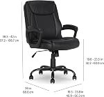 Amazon Basics Classic Puresoft PU Padded Mid-Back Height Adjustable Office Computer Desk Chair with Armrest, 26"D x 23.75"W x 42"H, Black