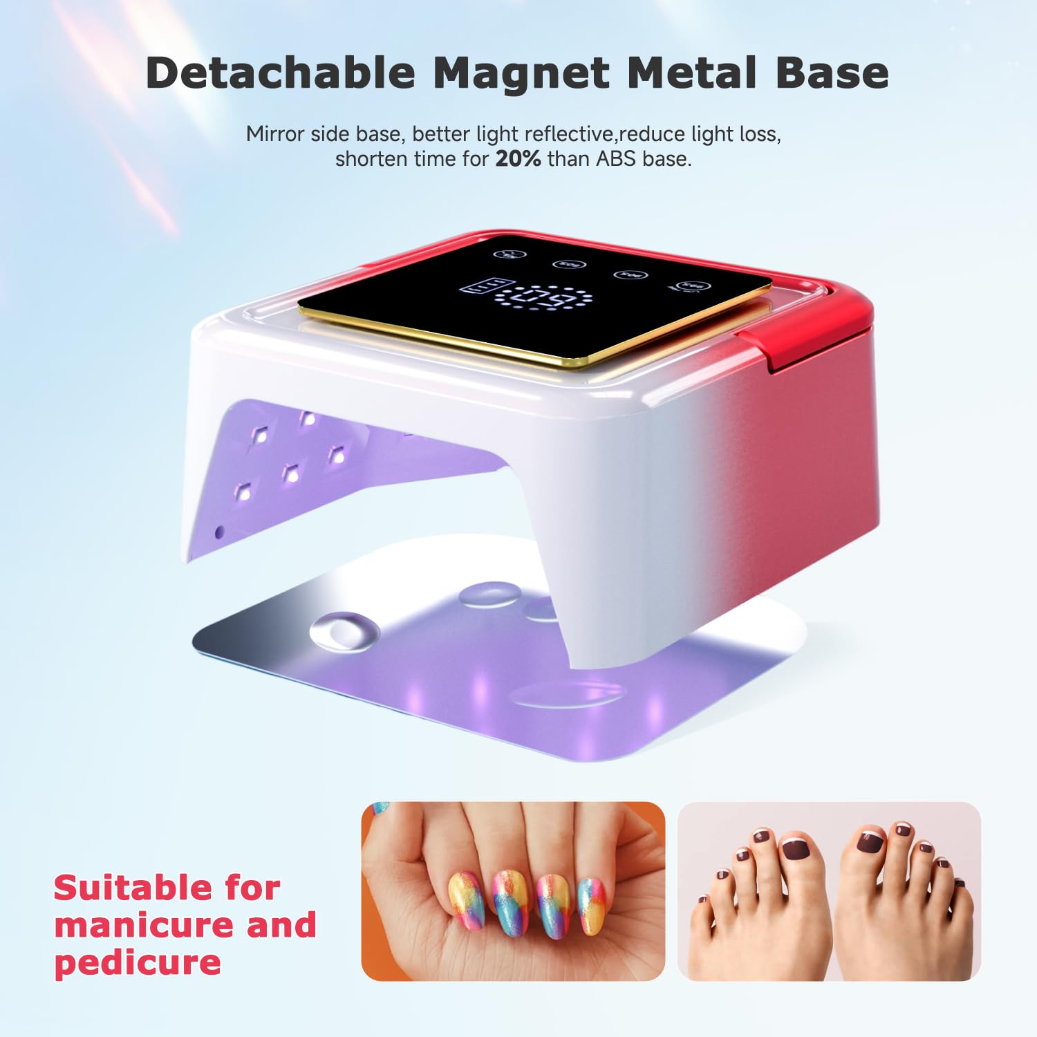 Lámpara de uñas LED UV inalámbrica, luz de uñas recargable de 108 W con 36 cuentas, lámpara de uñas de gel con pantalla táctil grande integrada para un fácil uso, luz UV de uñas con sensor automático