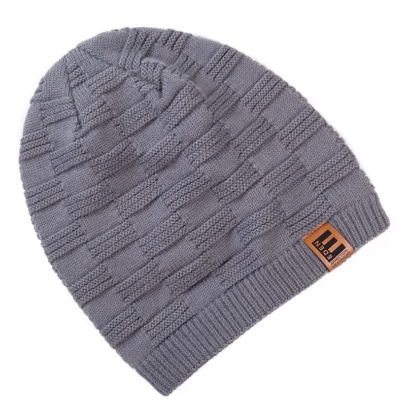 LEMITA Sombreros unisex de invierno para hombres y mujeres Gorro de esquí cálido Sombrero de algodón Escalera de celosía Hombres Mujeres Piel forrado Gorro de punto, rosso, Talla única