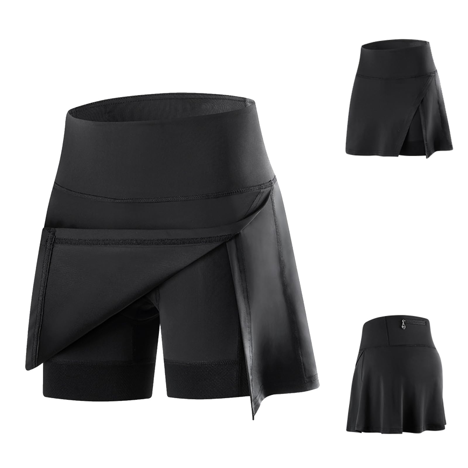 Jupe-Pantalon de Cyclisme rembourrée réfléchissante et à séchage Rapide pour Femme idéale pour l'été. Légère Respirante et ajustée Elle évacue la Transpiration et sèche Rapidement
