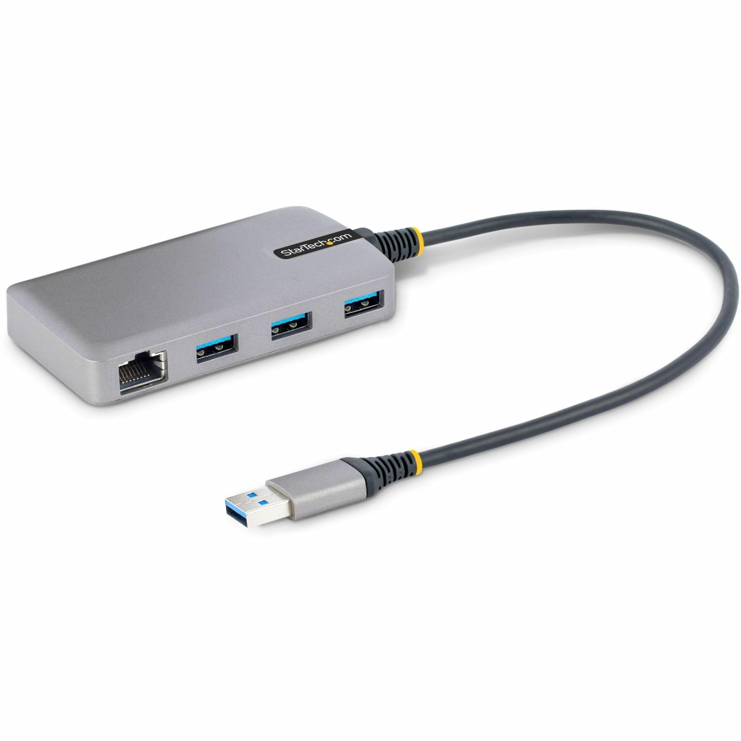 StarTech Hub USB-A 3 Puertos 5Gbps con Ethernet Gigabit RJ45, Cable 30cm | Entrada de alimentación Micro-USB auxiliar de 4, 5W, Compatible con Windows, macOS, Linux, ChromeOS y Android