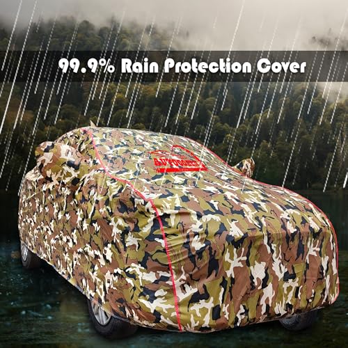Image of All-Weather Car Cover for Maruti Suzuki Alto K10 | 100% Waterproof, Anti-Dust & Uv Protection | Heavy-Duty Triple Stitched with Elastic Grip | Mirror & Antenna Pocket | Military Camouflage