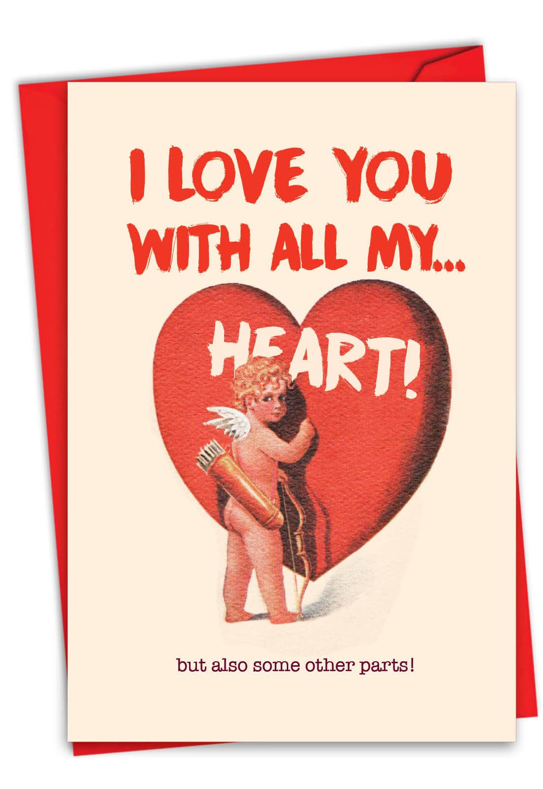 Funny Valentine's Day Greeting Card With 5 X 7 Inch Envelope (1 Card) Penny For Your Thoughts - Pink Thought Bubble