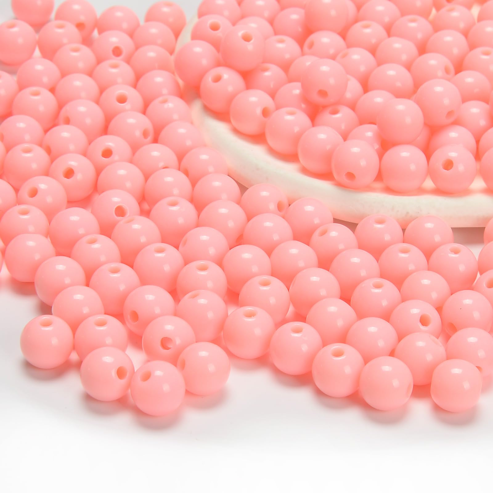 CHCCOYE 250Pcs 10mm Acrylic Round Beads,Round Acrylic Balls Beads, Plastic Resin Beads for Necklaces Bracelets DIY Jewelry Making Crafts (Light Orange, 10MM)