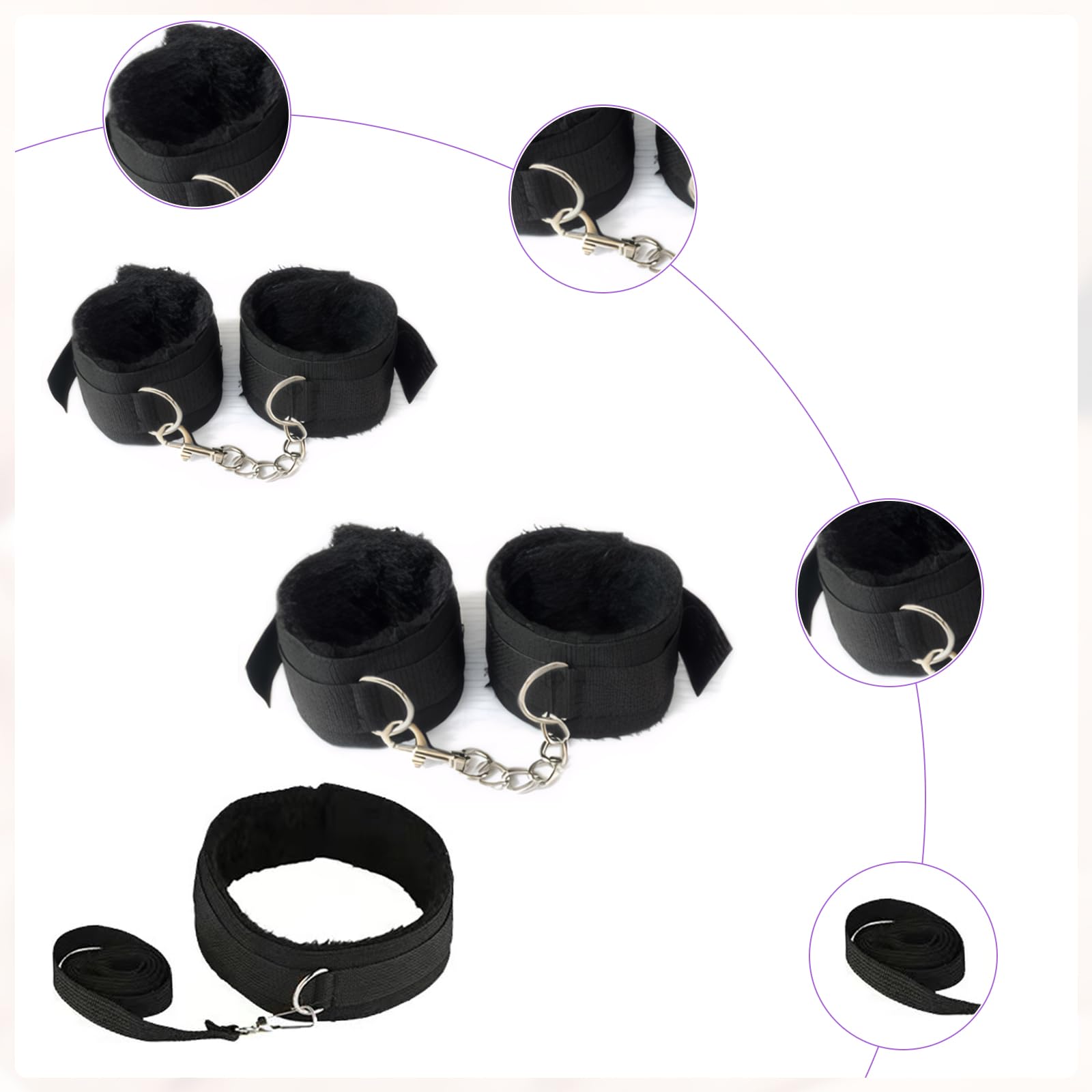 Kit de bondage SM Oziral de 26 piezas juego de bondage para cama BDSM juguetes sexuales para parejas juego BDSM para principiantes accesorios para mujeres con tapón anal juego sexual para pareja Negro