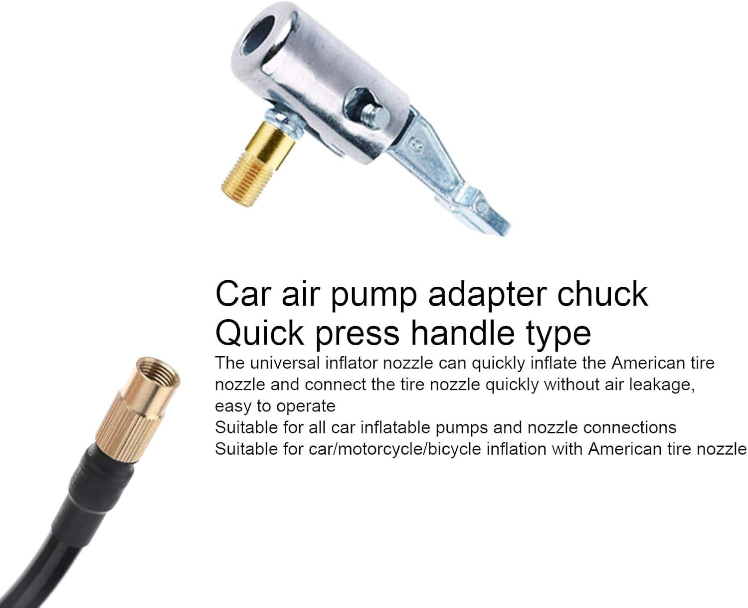 Acouto Air Pump Nozzle for Car Metal Air Pump Thread Nozzle Adapter Fast Inflation Deflation Tire Inflator Connector Universal Lock on Air Chuck Air Compressor Portable Tire Chuck