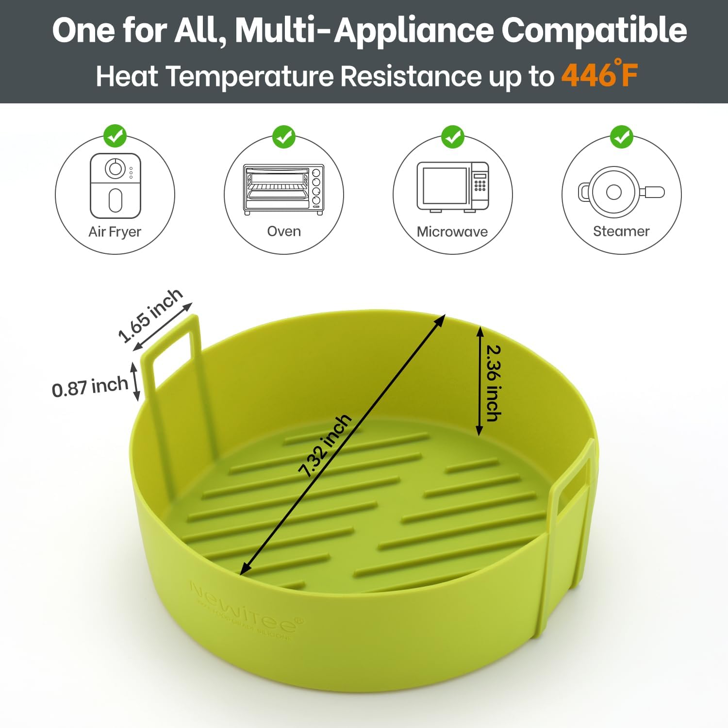 Air Fryer Silicone Liners 4QT For Ninja AF101, 2 Pack BPA Free Platinum Air Fryer Basket Liners with Handle, Round Reusable Liner Ninja Fryer Accessories, Upgrade - Image 5