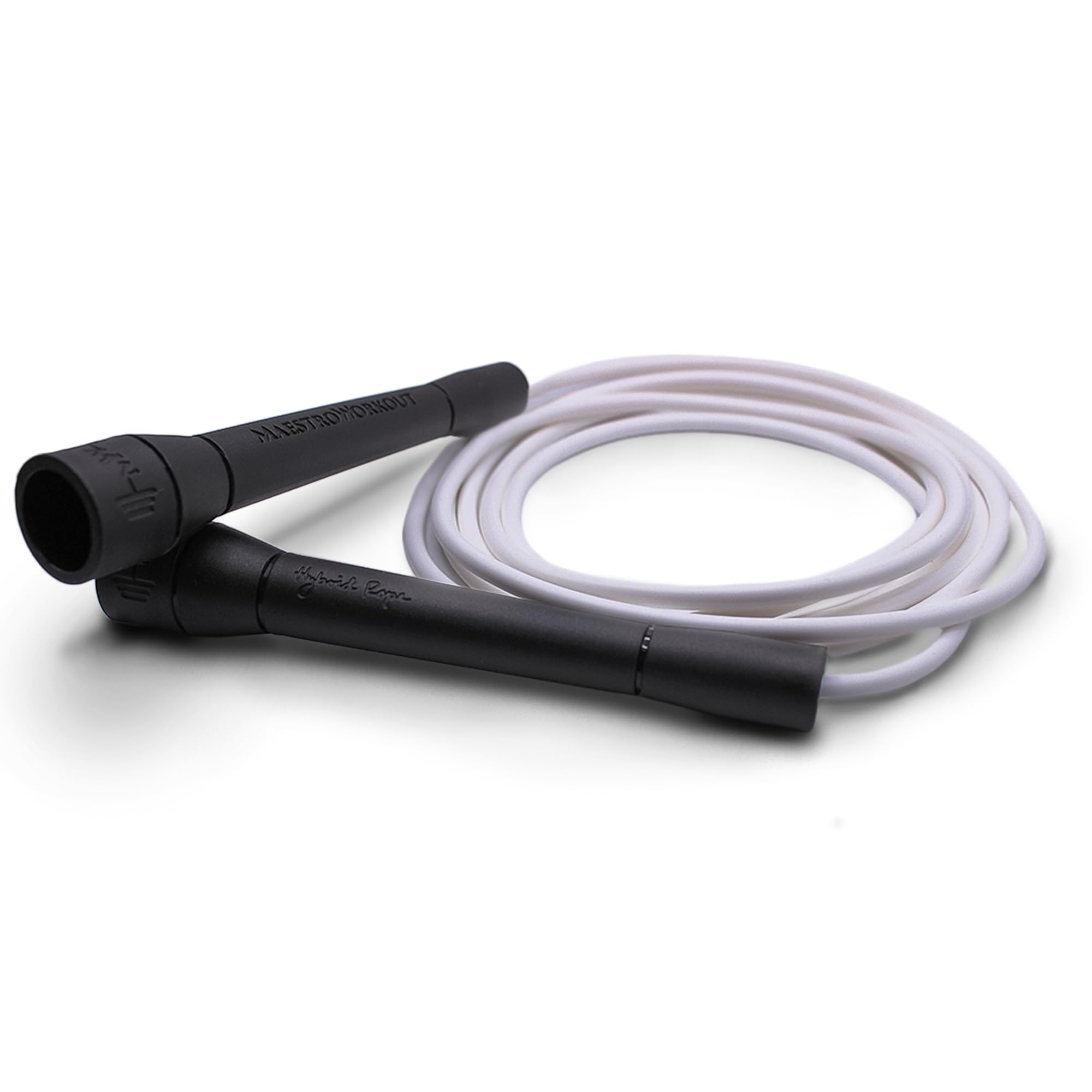 Hybrid Rope Pro Speed Jump Rope - 5mm PVC Skipping Rope with Premium Pro Handles - Adjustable Speed Rope for Cardio, Footwork, Boxing, Endurance and Home Workouts (White)
