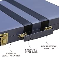 Vista 3 de Juego de backgammon – Juego de mesa clásico con funda de cuero de primera calidad – Juego portátil de estrategia de viaje para adultos y niños – Gris