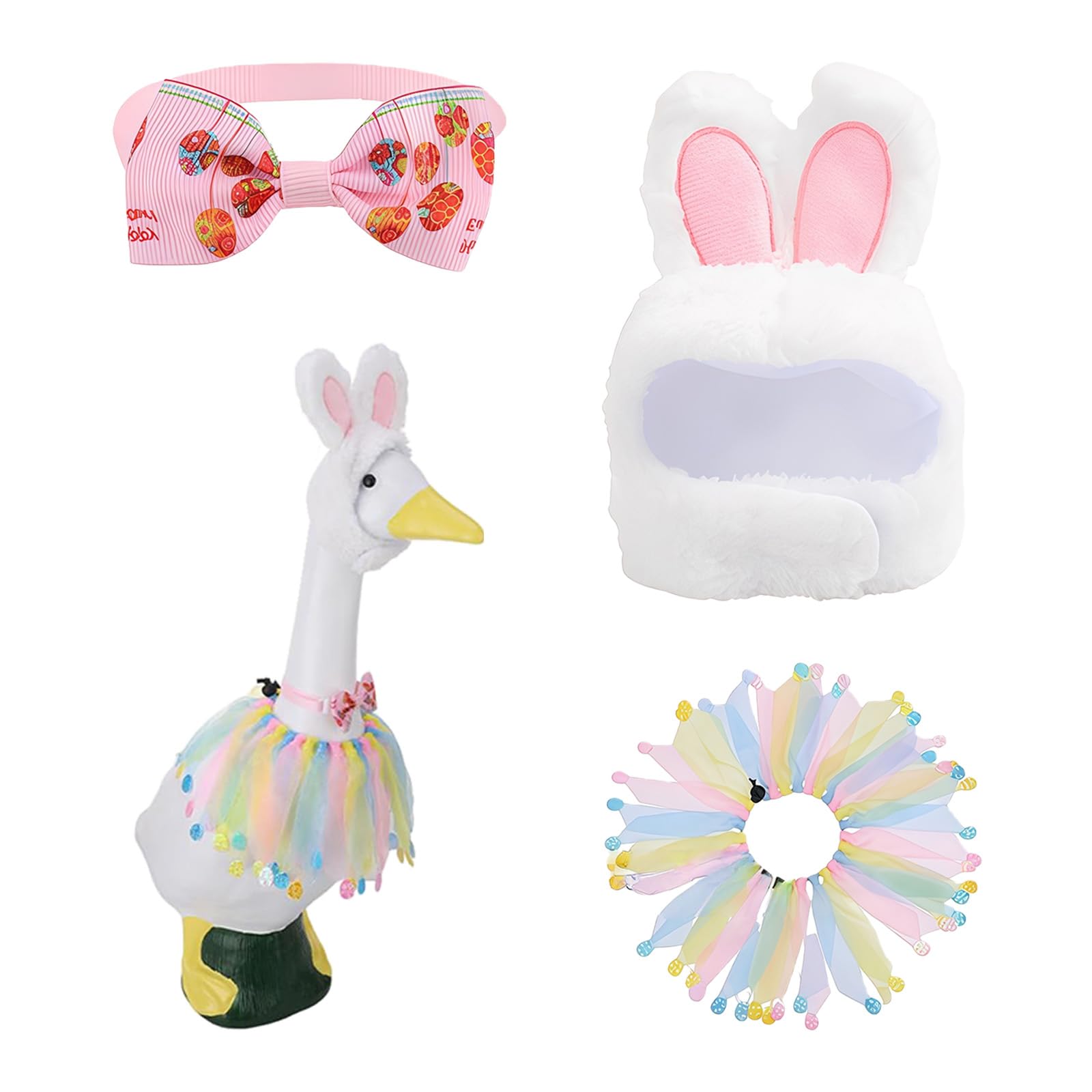 Buxuaaaa Porch Geese Outfit with Hat and Bowtie Geese Statue Dress Costume for Doorway Garden Yard Festival Decoration Easter Porch Dress Costume Includes Hat