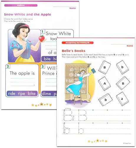 Miniatura 2 de Disney Princess Workbooks Super Set Kindergarten First Grade - Paquete de 4 cuadernos de trabajo con calcomanías de recompensa del alfabeto,