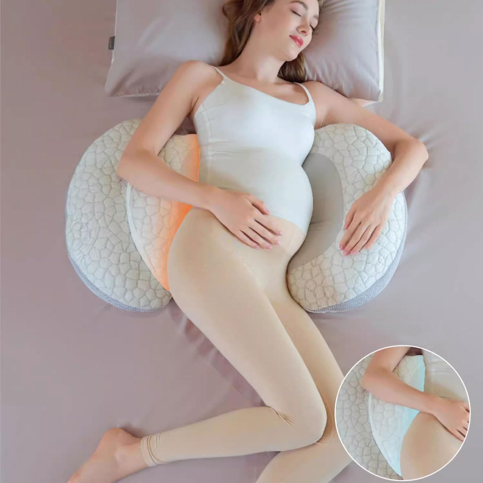 HUHJYUGE Almohada de Embarazo en Forma de U, Cojín Corporal Completo para Mujeres Embarazadas, Soporte para Espalda y Vientre, Funda Extraíble y Lavable para Dormir (C)