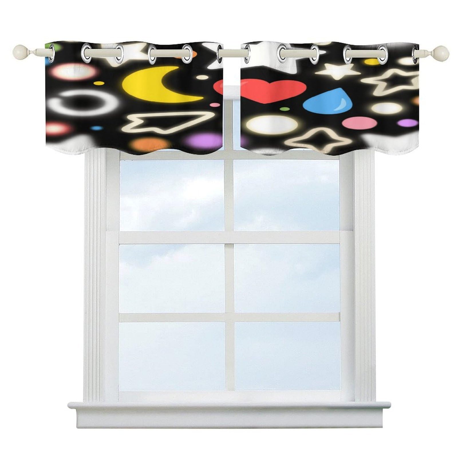Fekiloot Style Irregular Pattern Short Curtains Valance Curtain