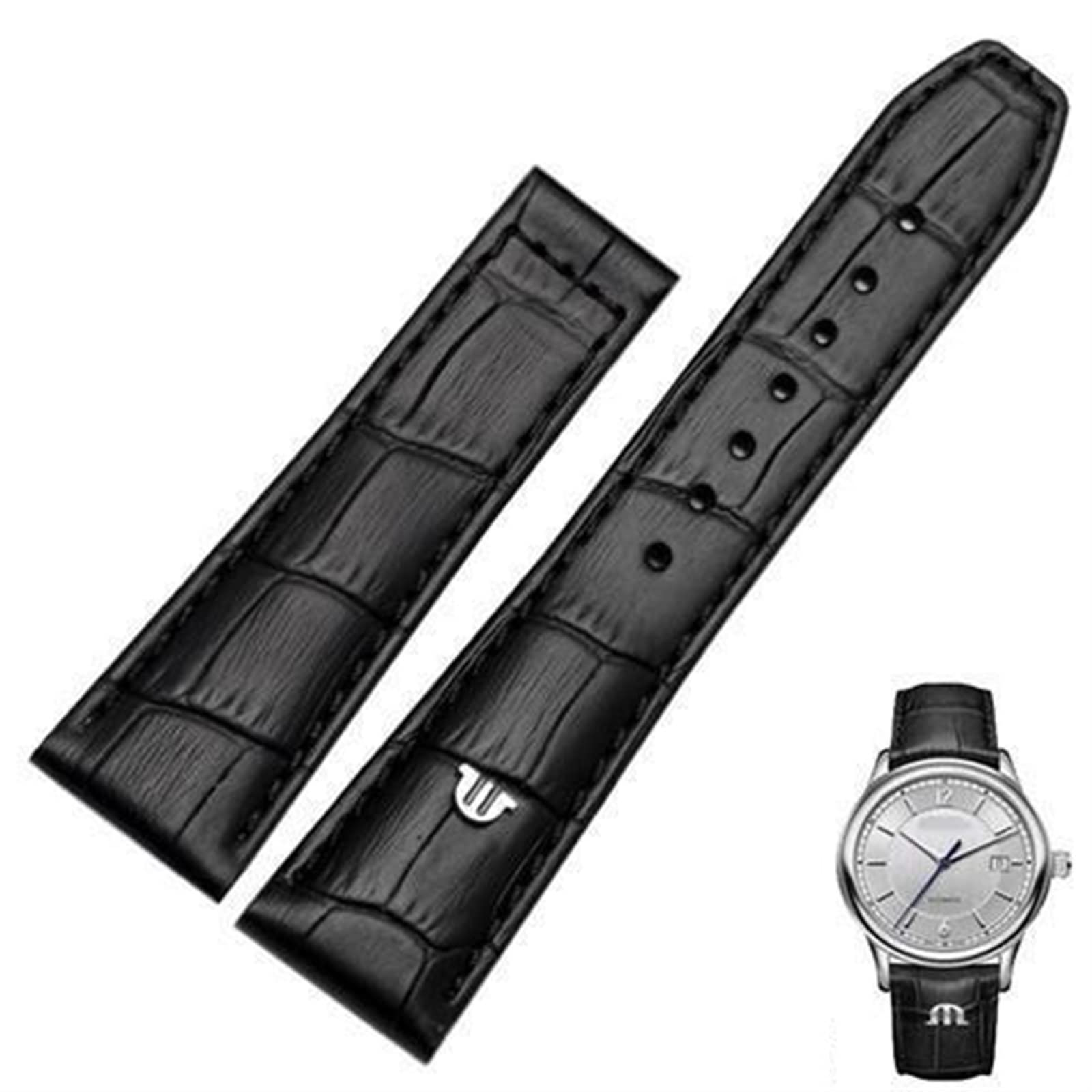Schwarzbraunes 20mm 22mm Echtleder-Armband, für Maurice Lacroix Uhrenarmband mit Faltschließe