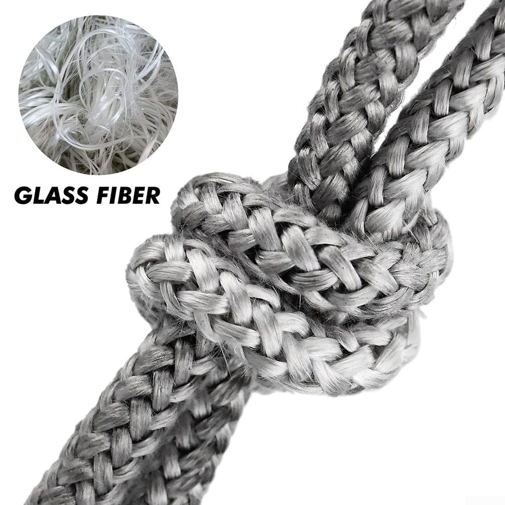 Guarnizione in corda di vetroresina, Guarnizione della corda guarnizione stufa in fibra di vetro for pellet tronchi a legna 8-16mm 2,5 m nero(2.5m*10mm)