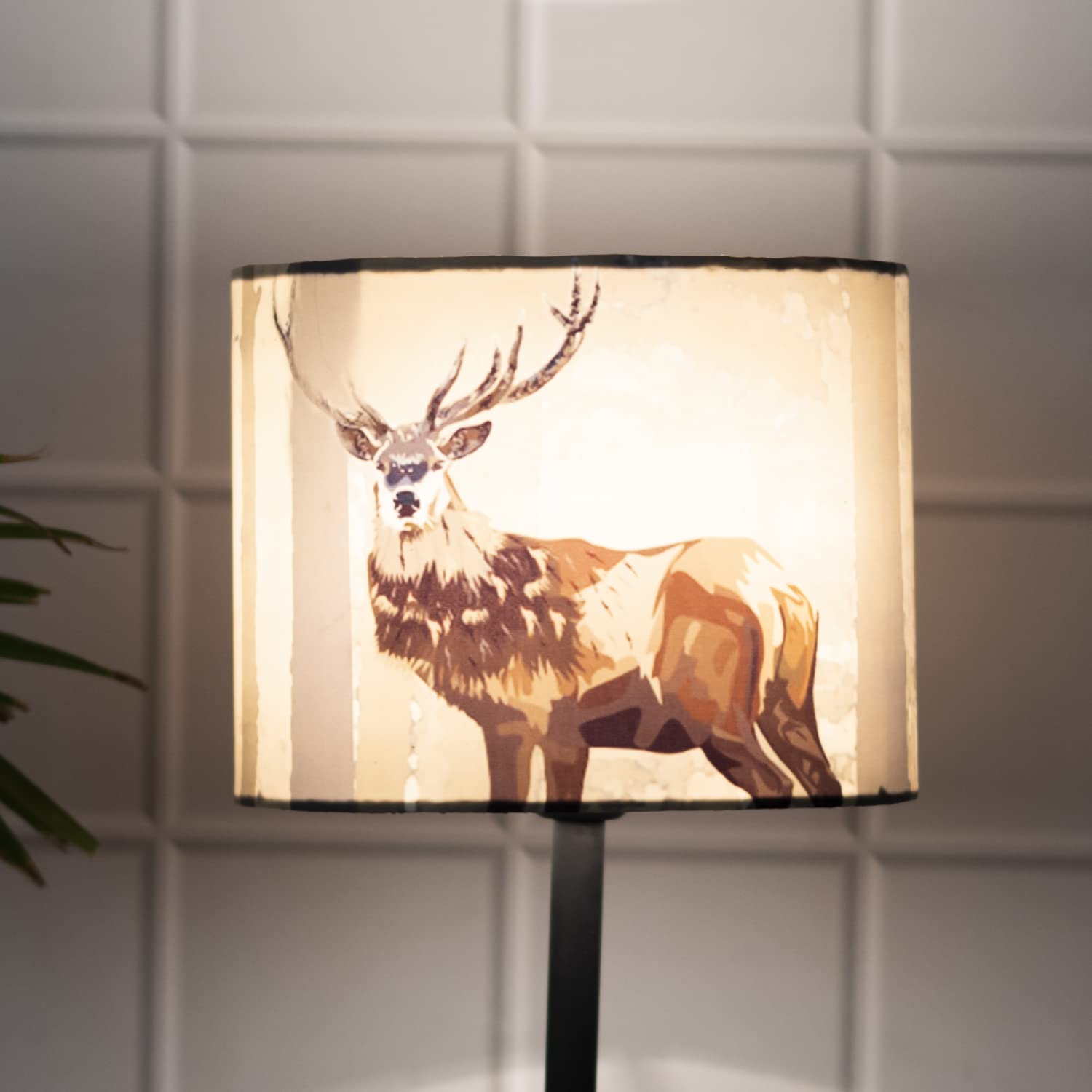 PineCraft International Antelope Lamp Shade Cylinder Shape Lampshade for Table Lamp & Floor Lamp 8 inch Printed Silk Fabric Light Shade for Living Room, Bedroom & Study Room-image-1