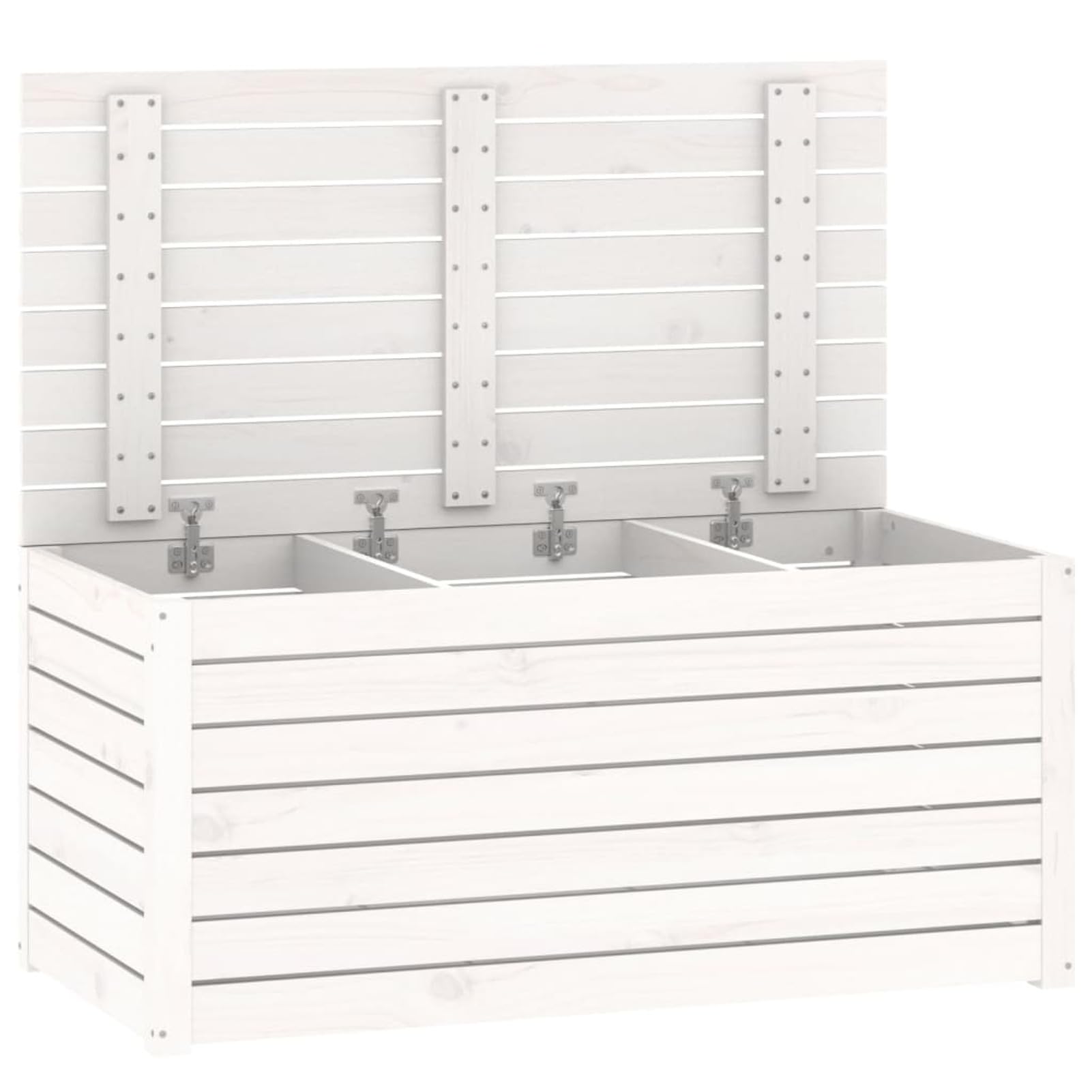 Baúl de jardín madera maciza de pino blanco 101x50,5x46,5 cm, Arcon Exterior, Arcones Para Patio, Baul Almacenamiento Exterior, Baúl Para Terraza