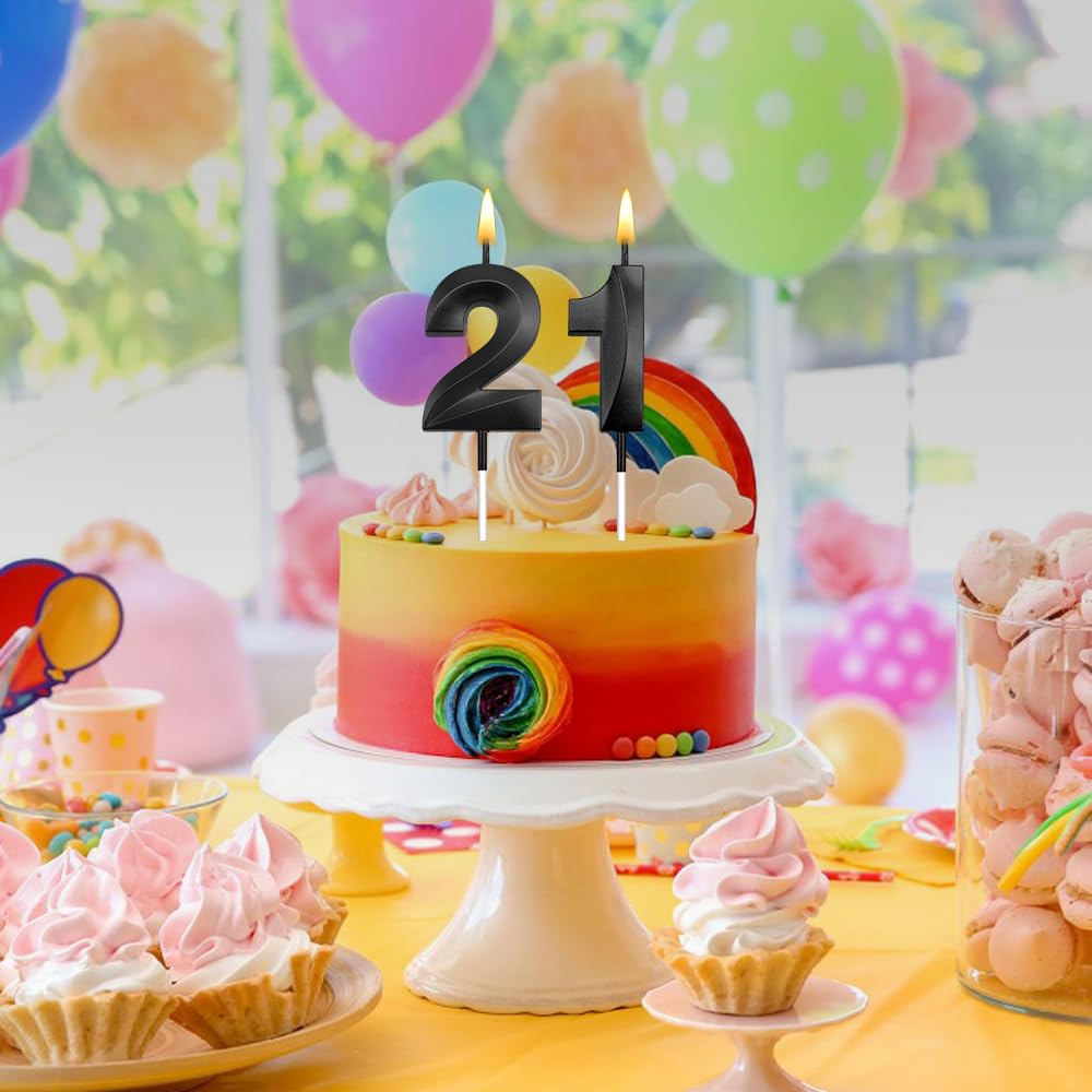 21st Birthday Candles Gold Number 21 - Sparkling Cake Candles For 21st Birthday Celebration