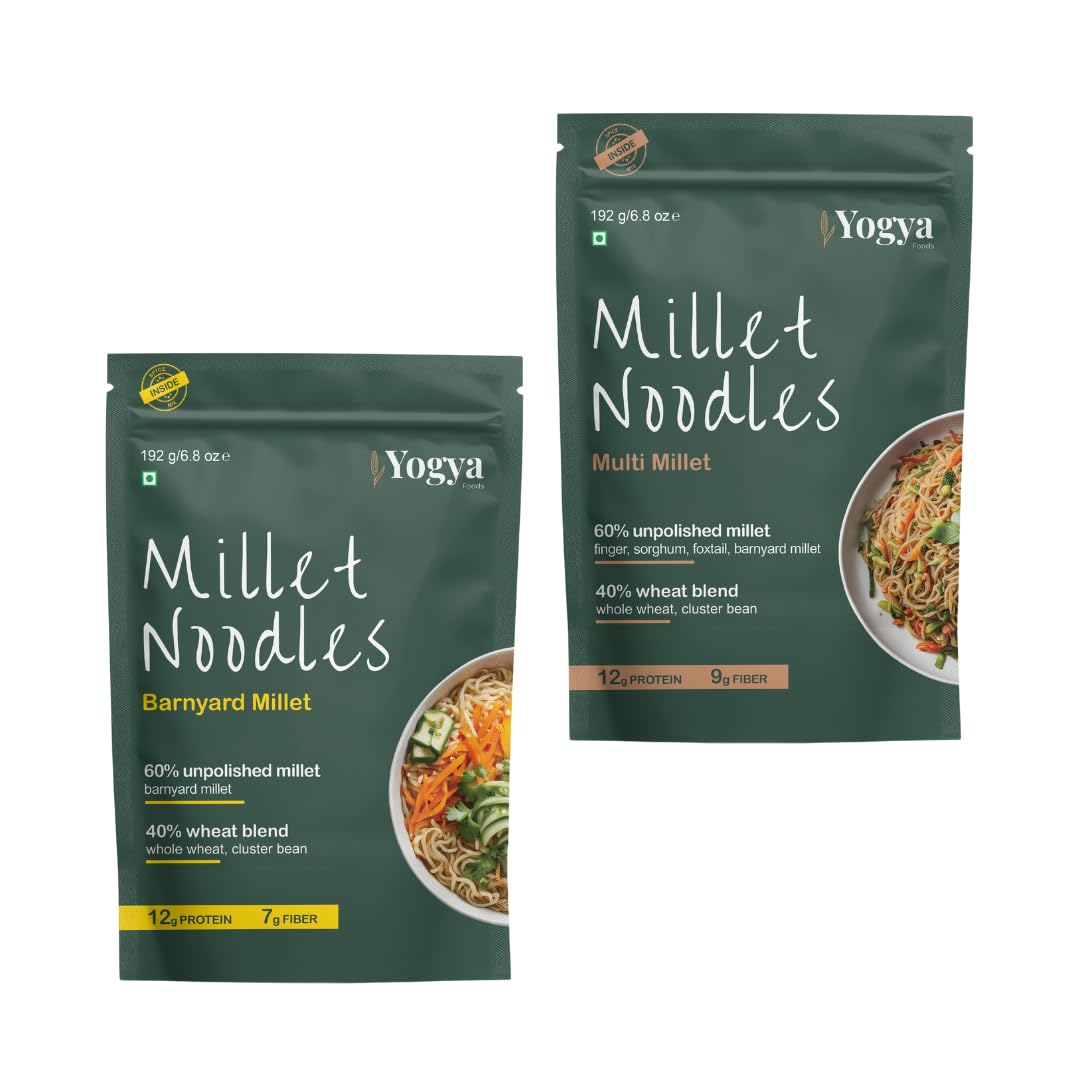Yogya Foods Barnyard & Multi Millet Hakka Noodles Combo | Foxtail & Little Millet | No Maida | No Preservatives | No Added Oil | 192g * 2 | Pack of 2 | Healthy & Nutritious Millet Noodles | Great for Simple Meals | Delicious Hakka Noodles (B0D9G57H9S) Amazon Price History, Amazon Price Tracker