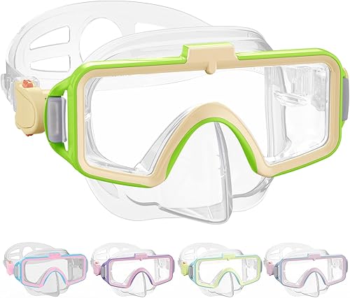 Miniatura 16 de Gafas de natación para niños con cubierta para la nariz, gafas de natación antivaho de dos colores para 6-14, máscara de buceo de esnórquel para