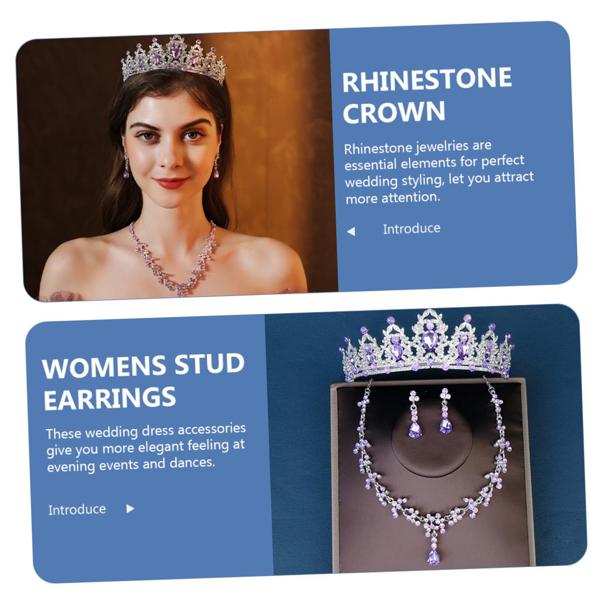 VALICLUD Conjunto de Joyas de Novia Collar Dijes para Mujer Pendientes Colgantes de Gemas de Imitación Tiara de Joyas para Boda