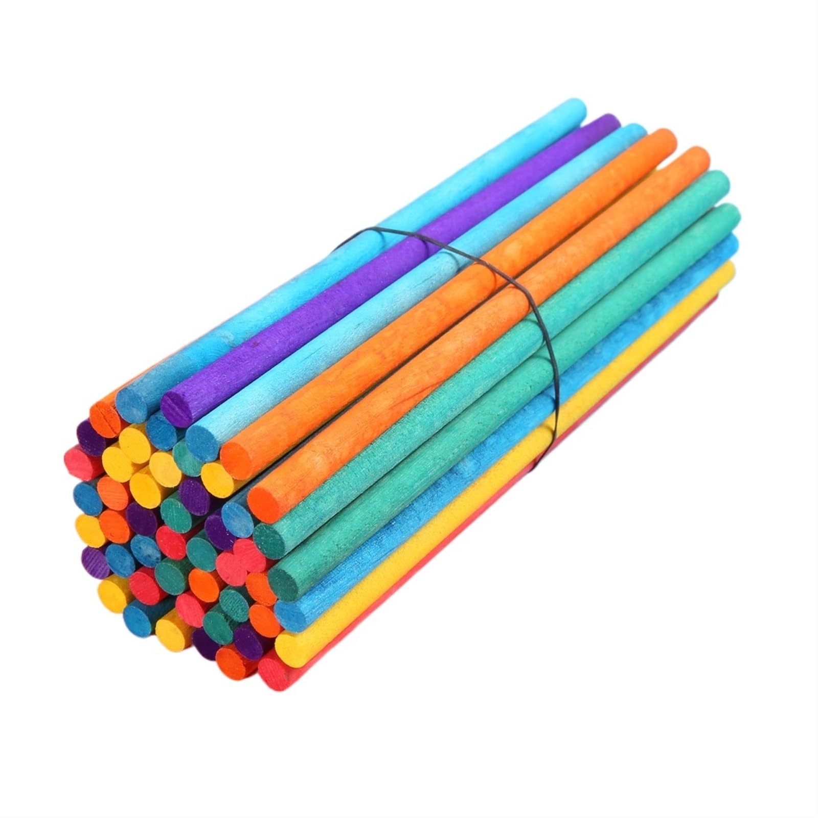 Weqyfdc Multi-Colored Craft Wooden Sticks 50Pcs 6Mm*15Cm Wooden Rods Sticks Wooden Dowel For Diy Crafts Building Model Woodworking(Multi-Colored)