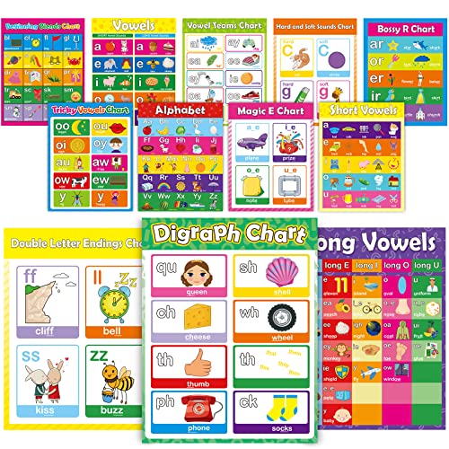 12 Pieces English Phonics Language Posters...